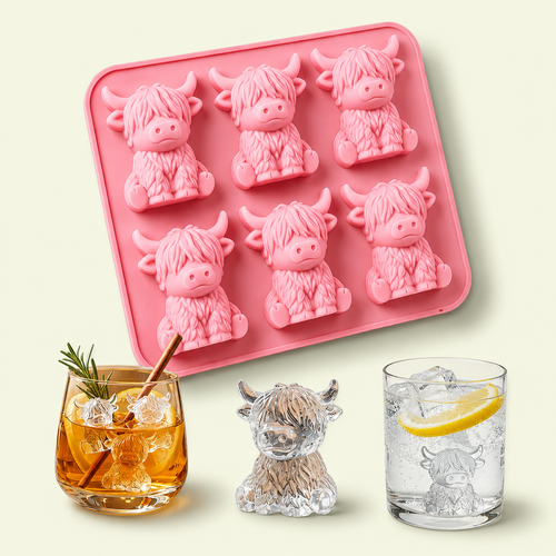 Mini Highland Cow Ice Cube Mold, Cute 3D Highland Cow Silicone Ice Cube Tray